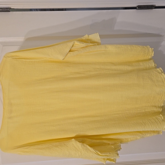 🔥Soft Surroundings Yellow Siesta Key 3/4 Sleeve Top - Picture 4 of 9